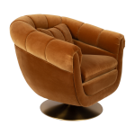 Fauteuil en polyester effet velours marron et bois d'eucalyptus 88x82x79cm whiskey - dutchbone