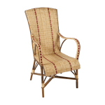 Fauteuil en rotin fonc� et filets en r�sine rouge 105 x 60 x 77 bagatelle - kok