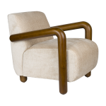 Fauteuil en tissu beige et bois robinson - dutchbone