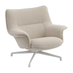 Fauteuil en tissu beige et pied pivotant en acier gris doze - muuto