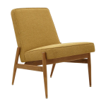 Fauteuil en tissu boucl� moutarde et fr�ne fonc� 70 x 60 cm fox - 366 concept