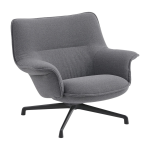 Fauteuil en tissu gris et pied pivotant en acier noir anthracite doze - muuto