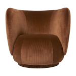 Fauteuil en velours brillant marron 87x76cm rico lounge - ferm living