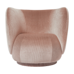 Fauteuil en velours brillant rose 87x76cm rico lounge - ferm living