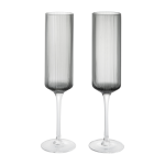 Flutes � champagne en verre fum� 22x6cm ripple - ferm living