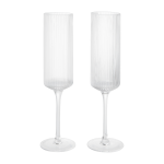 Flutes � champagne en verre transparent 22x6cm ripple - ferm living