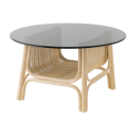 Grande table basse en rotin et plateau en verre 70cm corridor - orchid edition