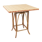 Gu�ridon carr� en rotin fonc� et filets en r�signe rouge 77 x 70 x 70 bagatelle - kok