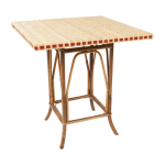 Gu�ridon carr� en rotin fonc� et filets en r�signe rouge 77 x 70 x 70 bagatelle - kok