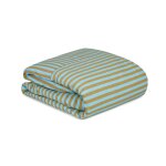 Housse de couette lit double en popeline de coton bio � rayures bleu et jaune curry 240 x 220 cm leonard ...