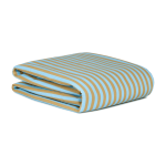 Housse de couette lit individuel en popeline de coton bio � rayures bleu et jaune curry 150 x 200 cm ...