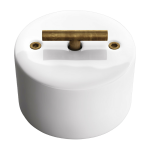 Interrupteur va - et - vient en porcelaine blanche et m�tal laiton vielli do - fontini