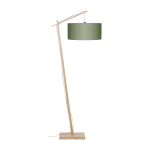 Lampadaire en bambou naturel avec abat - jour en lin vert for�t 176cm andes - good & mojo