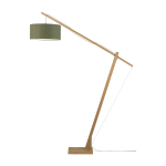 Lampadaire en bambou naturel abat - jour en lin vert for�t 207cm montblanc - good & mojo