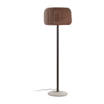 Lampadaire de jardin base en b�ton, structure graphite et abat - jour marron rotin 165cm fora - bover ...