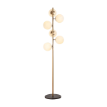 Lampadaire en m�tal, socle noir et globes opaques 35x163cm fazil - home design