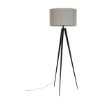 Lampadaire avec tr�pied en m�tal noir et abat jour en tissu gris 50x157cm tripod - zuiver