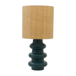 Lampe en c�ramique bleu et abat - jour en raphia luzia - the cool republic