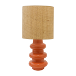 Lampe en c�ramique orange et abat - jour en raphia luzia - the cool republic