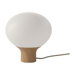 Lampe � poser en ch�ne huil� et verre opale blanc 32 cm acom - bolia