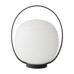 Lampe lanterne portable en acier et verre opale noire - new works