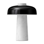 Lampe � poser en pierre travertin et aluminium noir 30cm reverse - audo