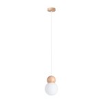 Lampe suspendue en verre et bois blanc pekka 1 - sollux