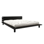 Lit en bois noir avec matelas �cru et lampes de chevet 160x200cm peek double latex - karup design