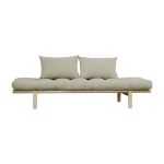 Lit de jour en bois clair et matelas lin pace - karup design