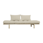 Lit de jour en bois naturel et coton beige pace - karup design