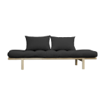 Lit de jour en bois naturel et coton noir pace - karup design