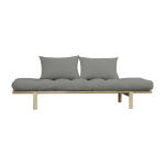 Lit de jour en bois naturel et matelas gris pace - karup design