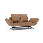 Lit de jour en cuir marron avec pieds chrom�s 178x68cm ghia - innovation living