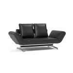 Lit de jour en cuir noir avec pieds chrom�s 178x68cm ghia - innovation living