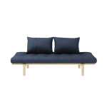 Lit de jour en pin massif avec matelas bleu marine 75x200cm pace - karup design