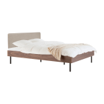 Lit en noyer et t�te de lit beige sable 160 x 200 cm streiko - noo. ma
