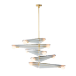 Lustre � 5 niveaux en laiton et verre gris aube sycamore - tala