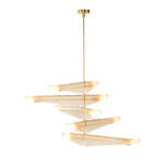Lustre � 5 niveaux en laiton et verre rose cr�puscule sycamore - tala