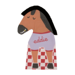Marionnette en coton bio 25x29cm eddie le cheval vibes - nobodinoz