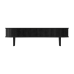 Meuble t�l�vision en ch�ne noir et cuir noir 40 x 140 cm audacious - umage