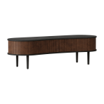 Meuble t�l�vision en ch�ne noir et cuir marron 40 x 140 cm audacious - umage