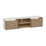 Meuble tv 3 tiroirs blanc et sable barber - mati�re grise