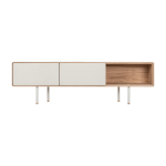 Meuble tv en ch�ne blanchi huil� et linol�um gris 45 x 160 cm fina - gazzda