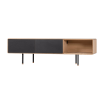Meuble tv en ch�ne blanchi huil� et linol�um noir 45 x 160 cm fina - gazzda
