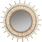 Miroir rond en rotin plan�te - kok
