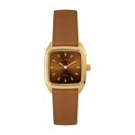 Montre en acier dor� et bracelet en cuir camel nova prima - laps