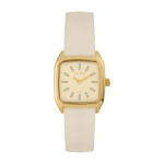Montre en acier dor� avec bracelet en cuir cr�me bobby prima - laps
