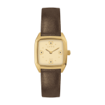 Montre en cuir marron et cadran dor� sol - laps