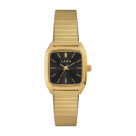 Montre en m�tal baguette et cadran dor� nova noire - laps