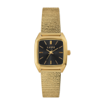 Montre en m�tal p�pite et cadran dor� nova noire - laps